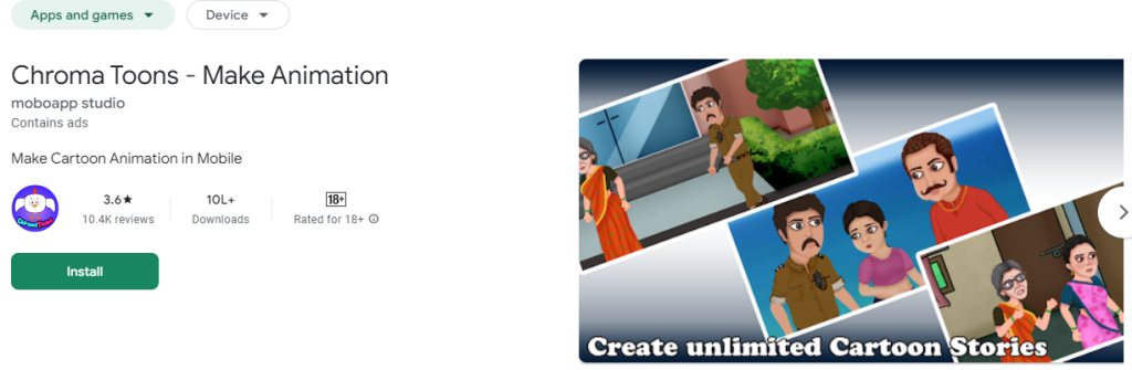 Top 10 Best Cartoons बनाने वाले एप्प। 10 Best App To Create Cartoon Video