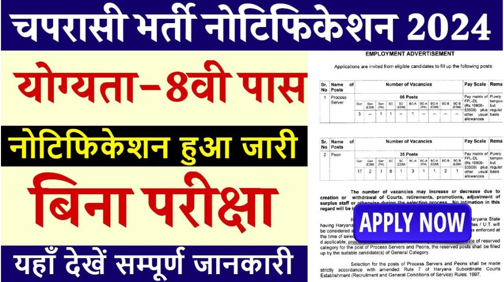 Bihar School Peon Vacancy 2024