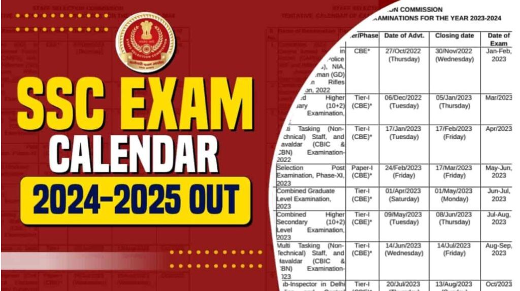 SSC Exam Calendar 2024-25