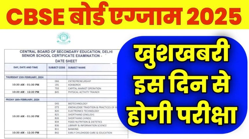 CBSE Class 12 Board Exam Date Sheet 2025