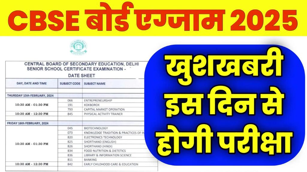 CBSE Class 12 Board Exam Date Sheet 2025