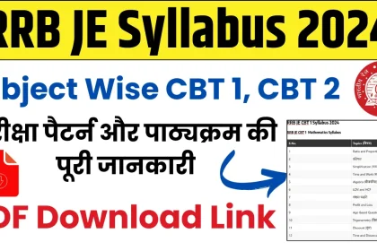RRB JE Syllabus 2024 PDF Download
